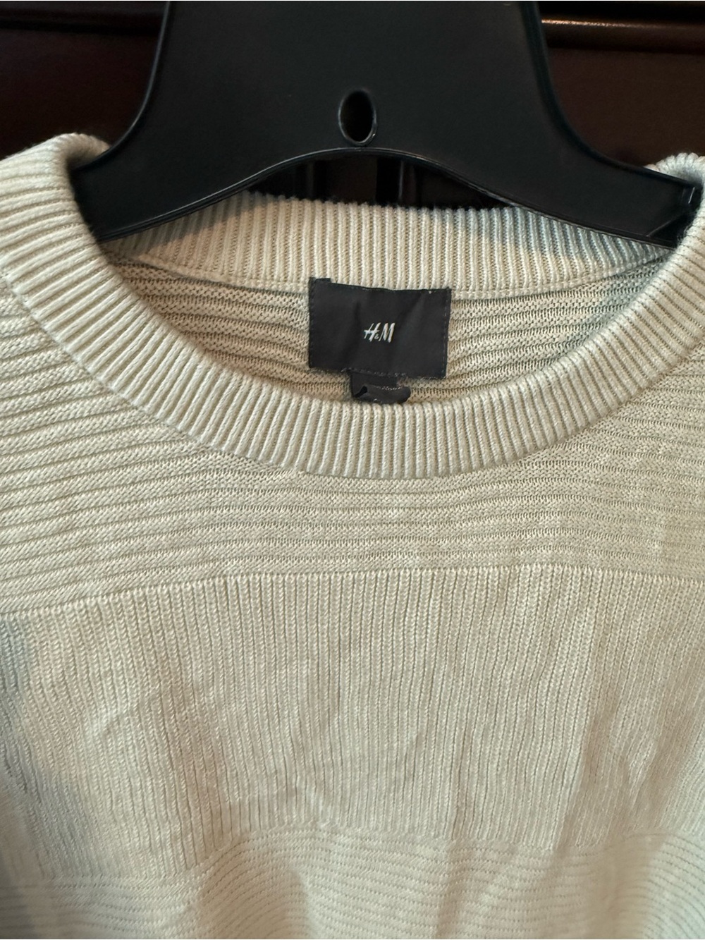 H&M Cream Textured Rib Crewneck Sweater